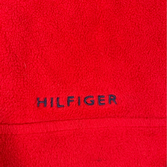 Tommy Hilfiger Men’s Quarter Zip RED Fleece Pullover Lg - Picture 5 of 8